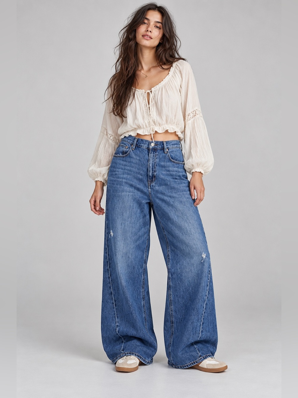 Anthropologie Pistola Ruby High Rise Palazzo Jeans Size 33 Baggy Wide Leg Boho